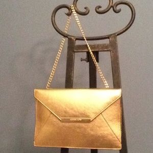 Pale Gold Leather Envelope Clutch